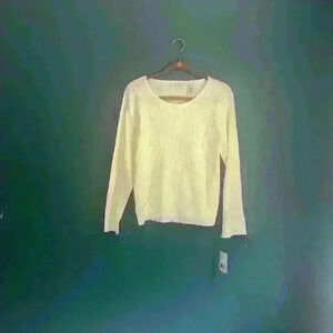 Liz Clairborne company cream,‎ crewneck light sweater women’s size XL vintage